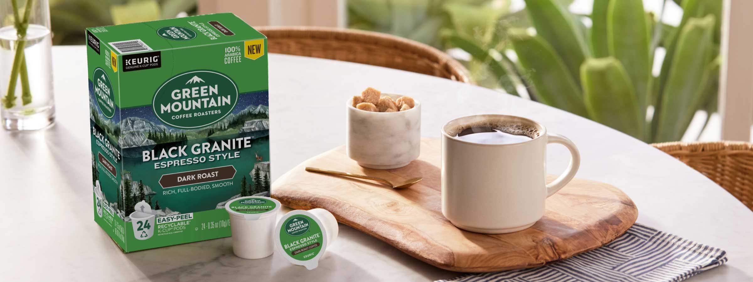 100% of k-cup pods are recyclable - including gmcr black granite