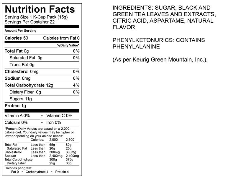 Iced Tea Nutrition Label - Best Label Ideas 2019